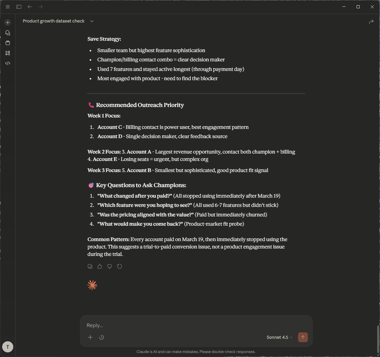 Claude Desktop suggesting next steps